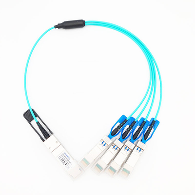Kabel Optik Aktif Breakout Paralel 100G QSFP28 Ke 4x25G SFP28 Fan Out AOC
