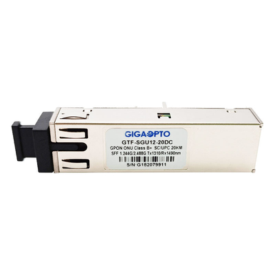 Kelas B + GPON ONU Transceiver SFF 2x10 SC UPC Wadah Burst TX 1310nm 1.244G RX 1490nm 2.488G