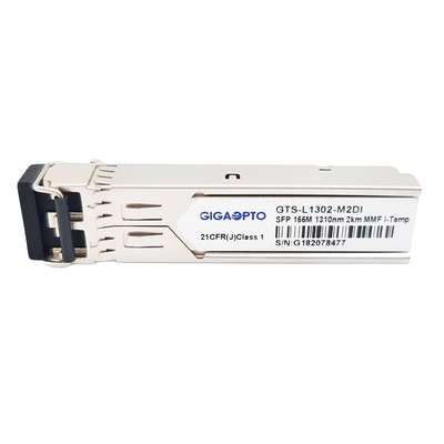 Modul Transceiver Optik SFP Industri 100BASE FX Duplex LC 1310nm MMF 2km 155Mbps DOM