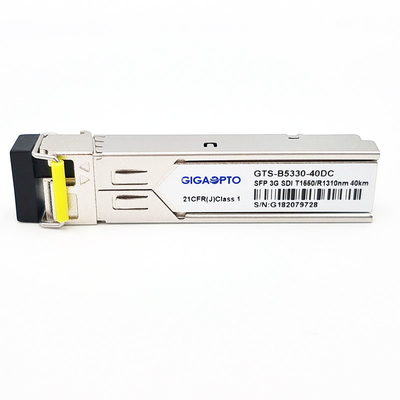 3Gbps MSA SMPTE SFP BiDi TX1550nm RX1310nm 40km Modul Penerima Pemancar Untuk SD/HD/3G-SDI LC SMF DDM