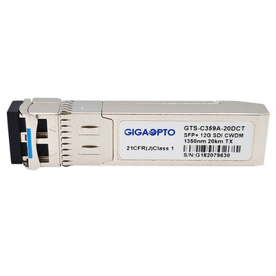 Pemancar SDI CWDM 12G SFP+ Tx 1270~1450nm Pemancar DFB 20KM LC DOM MSA Pinout